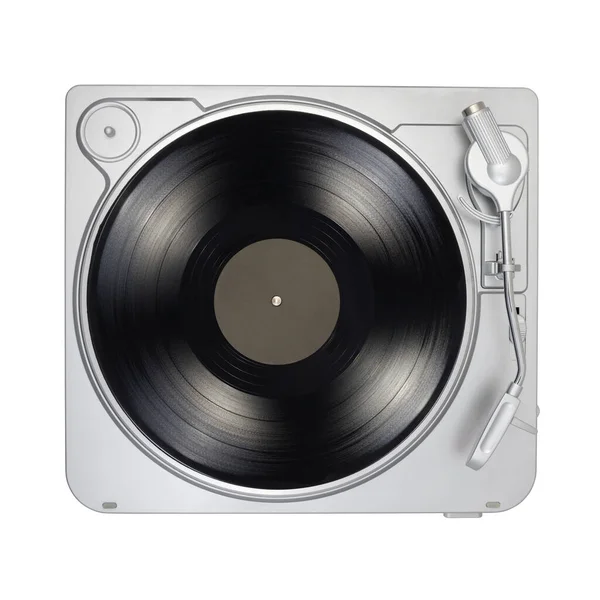 Turntable Long Play Vinyl Record Isolated White Background Top View — Stock Photo, Image