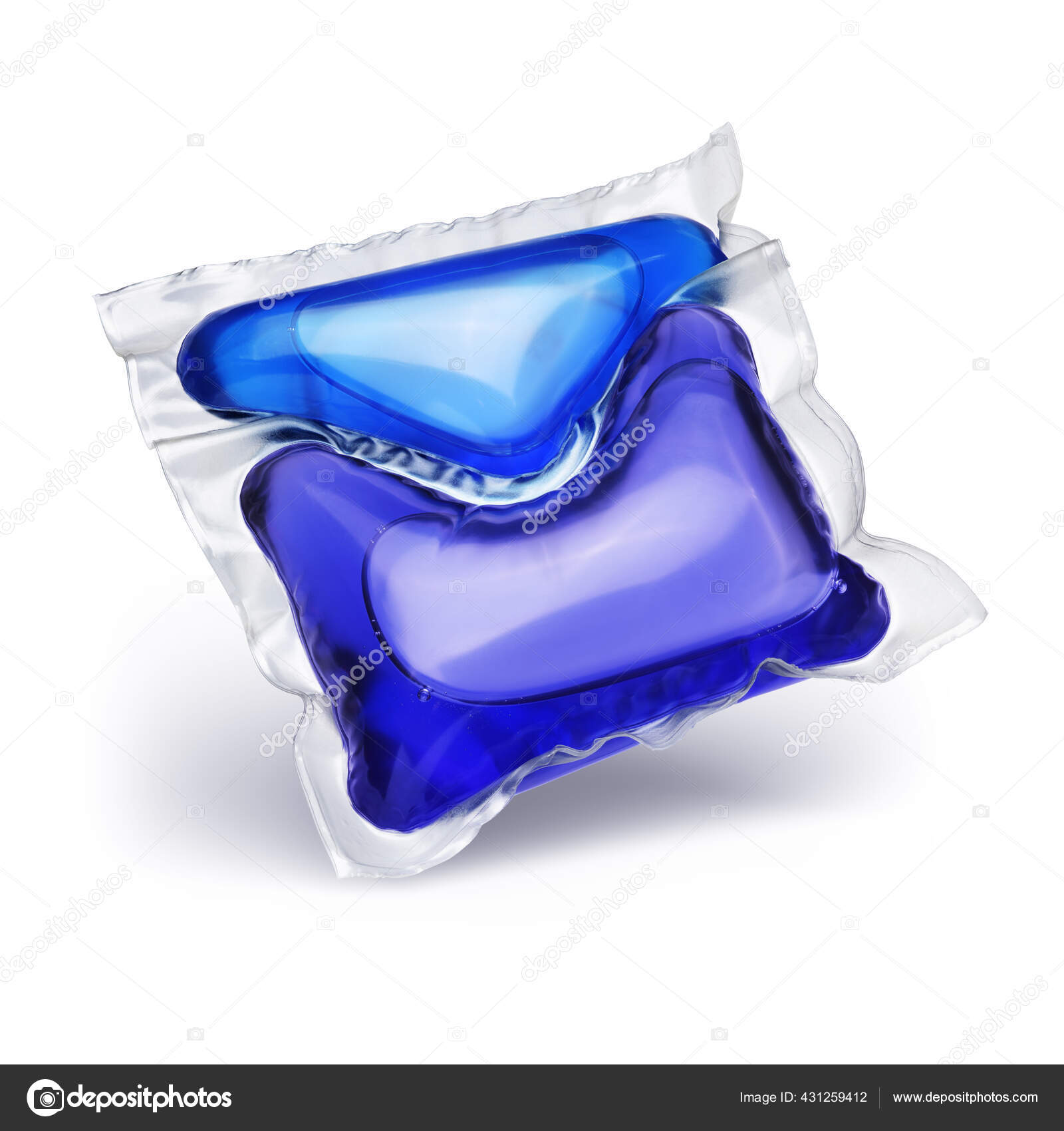 Laundry Detergent Pod Blue Colored Isolated White Background Stock