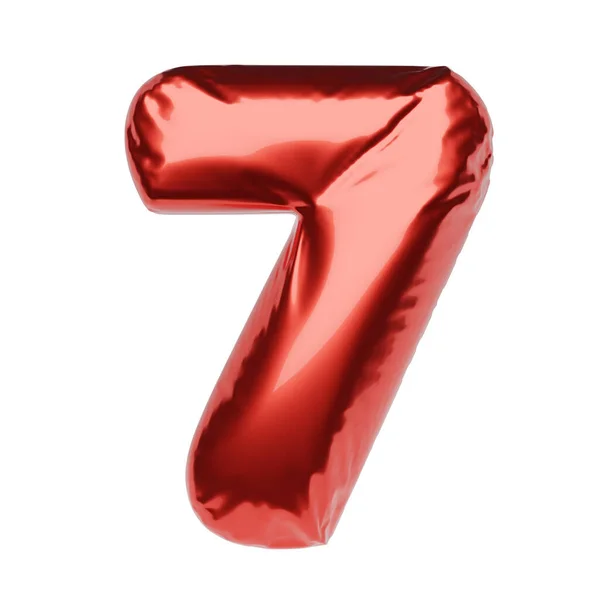 Νούμερο Από Κόκκινο Φουσκωτό Μπαλόνι Που Απομονώνεται Λευκό Φόντο Εικόνα — Φωτογραφία Αρχείου