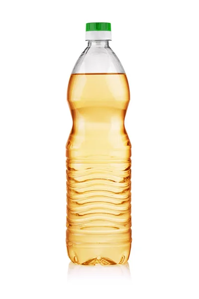 Plastic Bottle Yellow Refined Vegetable Cooking Oil Isolated White Background — 스톡 사진