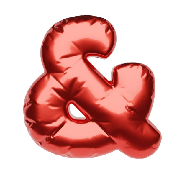 Ampersand Symbol Made Red Inflatable Balloon Isolated White Background Rendering — Stock Photo, Image