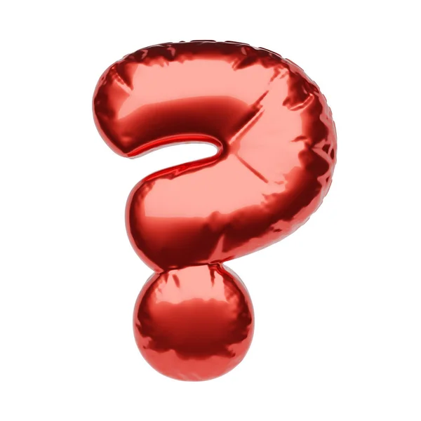 Ponto Interrogação Feito Balão Inflável Vermelho Isolado Fundo Branco Ilustração — Fotografia de Stock