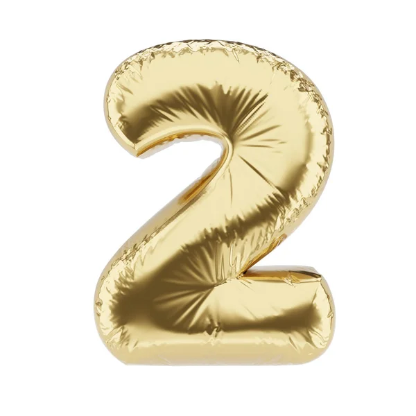 Number Shape Golden Foil Inflatable Balloon Isolated White Background Rendering — Stock Photo, Image