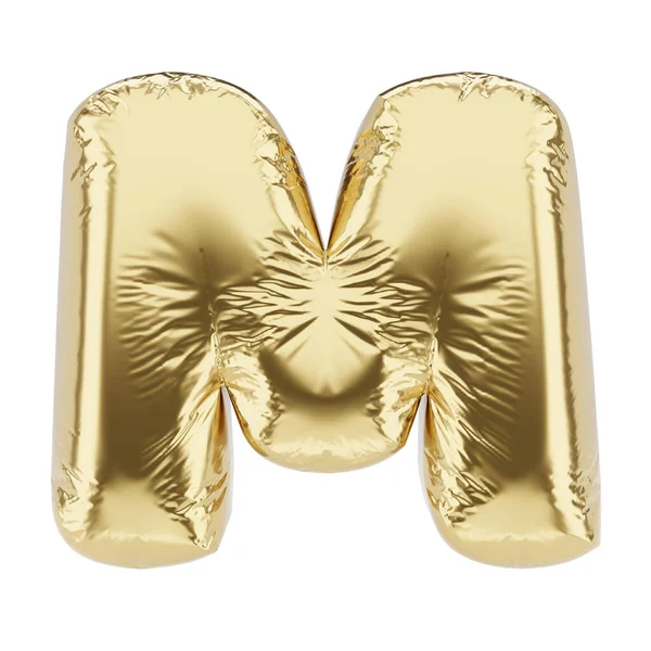 Brief Gemaakt Van Gouden Folie Opblaasbare Ballon Geïsoleerd Witte Achtergrond — Stockfoto