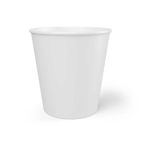 白い背景に隔離された空白の白い使い捨てコーヒーペーパーカップ 3Dレンダリングモックアップ — ストック写真