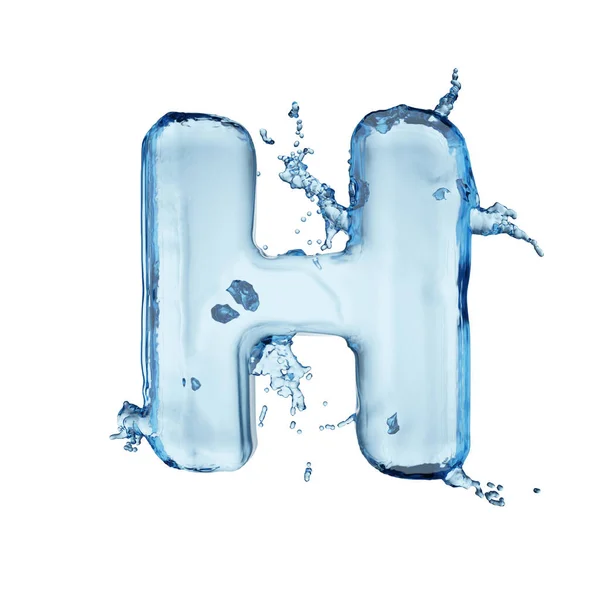 Litera Niebieski Woda Splash Alfabetu Izolowane Białym Tle Ilustracja Renderowania — Zdjęcie stockowe