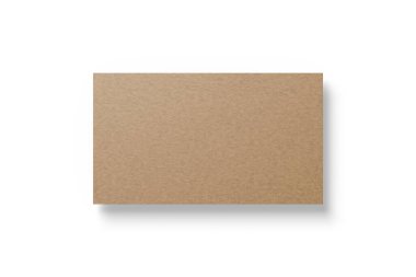 Beyaz arkaplanda izole edilmiş bir Kraft kahverengi kağıt kartvizitinin kopyası.