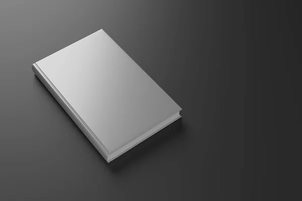 灰色の背景に空白のハードカバー本 3Dレンダリングイラスト Mock — ストック写真
