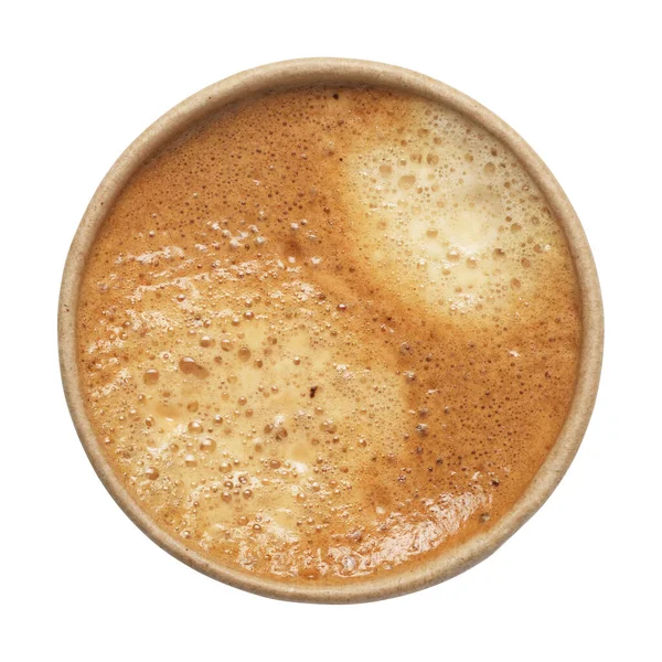 Full Brun Papper Öppna Engångs Espresso Kaffekopp Isolerad Vit Bakgrund — Stockfoto