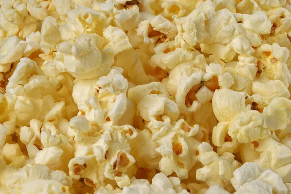 Cumulo Fresco Giallo Cotto Popcorn Sfondo Macro Colpo — Foto Stock