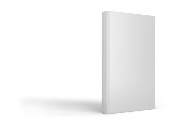 Beyaz arkaplandaki boş gri ciltli kitap. 3 Boyutlu resimleme modelleme. 