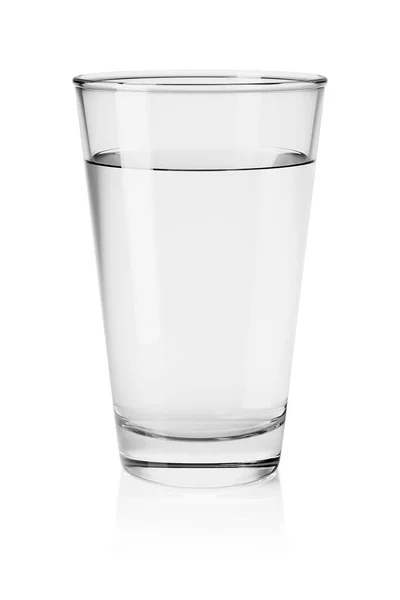 Glas Nog Steeds Schoon Water Zonder Gas Geïsoleerd Witte Achtergrond — Stockfoto