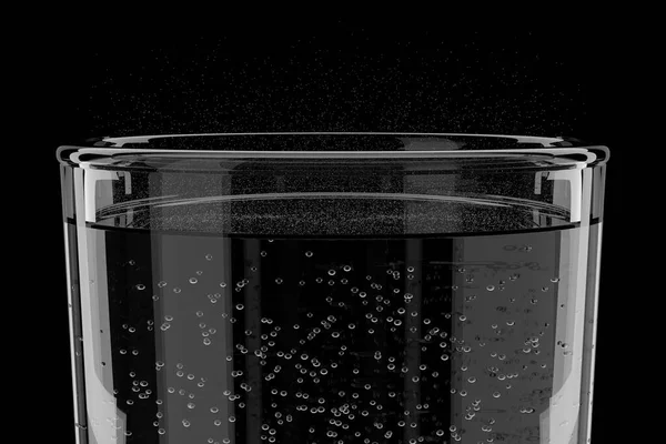 Szkło Wodą Gazowaną Czarnym Tle Ilustracja Renderowania — Zdjęcie stockowe