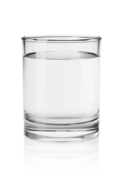 Glas Mit Noch Sauberem Wasser Ohne Gas Isoliert Auf Weißem — Stockfoto