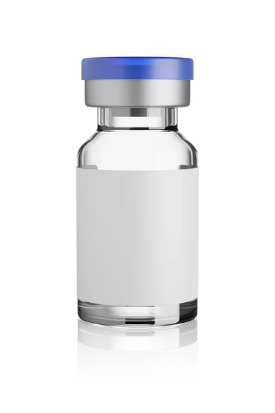 Vaccine Glass Vial Mockup Isolated White Background Rendering Imagen de stock