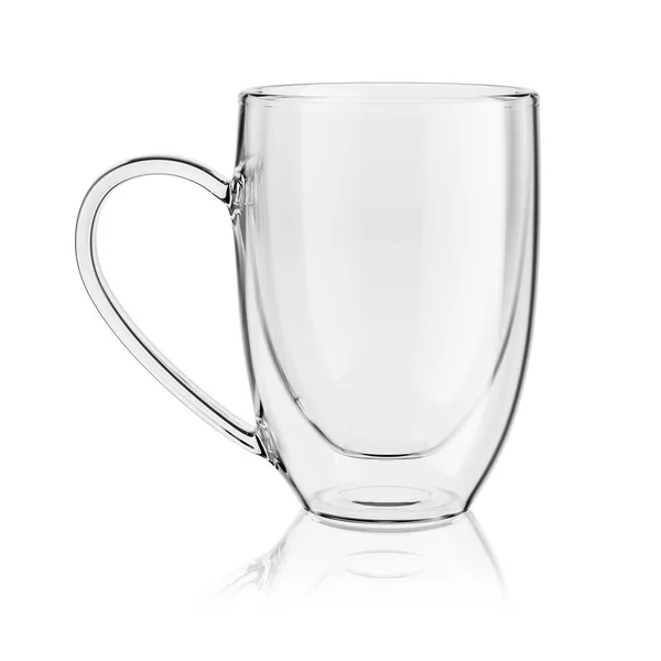 Coupe Vide Verre Double Paroi Claire Pour Café Expresso Isolé — Photo