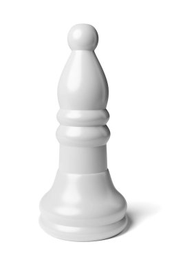 Beyaz arka planda beyaz satranç taşı. 3B resimleme.