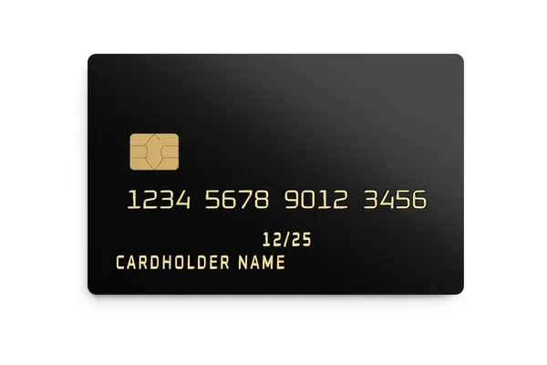 Black Plastic Card Chip Isolated White Background Rendering Template Mockup — Stock Photo, Image