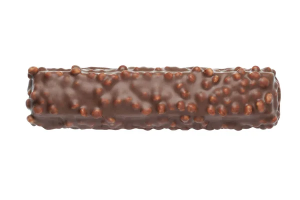 Barra Caramelo Barra Chocolate Con Cacahuetes Aislados Sobre Fondo Blanco — Foto de Stock