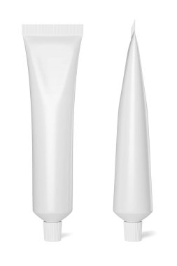 Beyaz arka planda izole edilmiş boş beyaz kozmetik tüp. 3B resimleme.