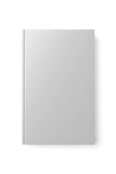 Libro Bianco Grigio Copertina Rigida Isolato Sfondo Bianco Modello Illustrazione — Foto Stock