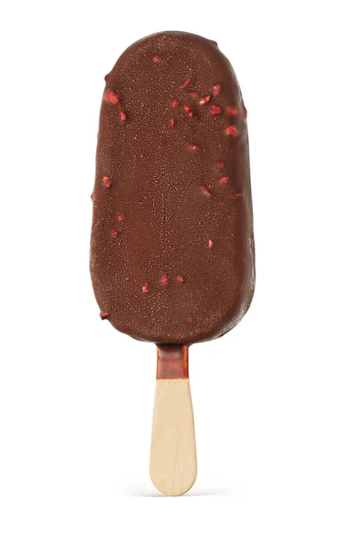 아이스크림바에는 초콜릿 견과류 가흰색 배경에 분리되어 — 스톡 사진
