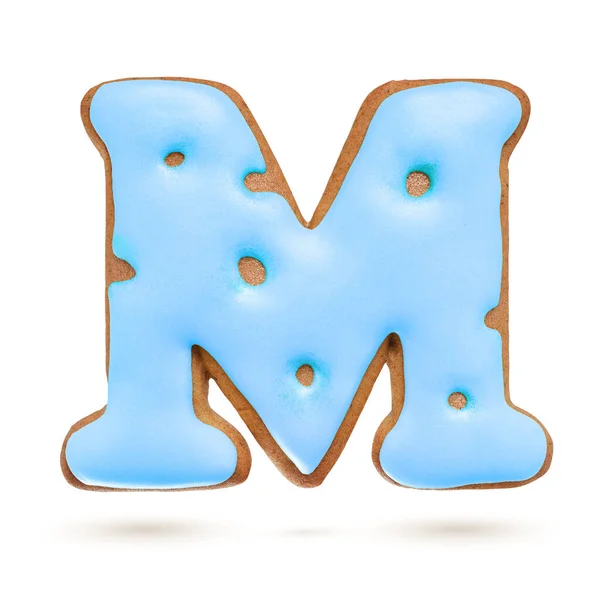 Capital Letter Blue Gingerbread Biscuit Isolated White Background Christmas Decoration — Stock Photo, Image