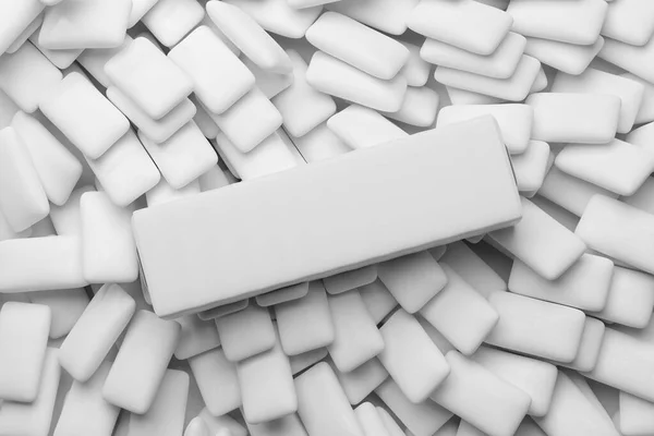 Balení Žvýkaček Hromadou Tablet Maketová Prezentace Produktu Obrázek Vykreslování — Stock fotografie