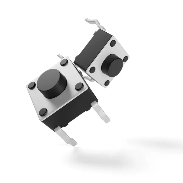Tactiele Tact Knop Micro Schakelaar Dip Elektronische Component Geïsoleerd Witte — Stockfoto
