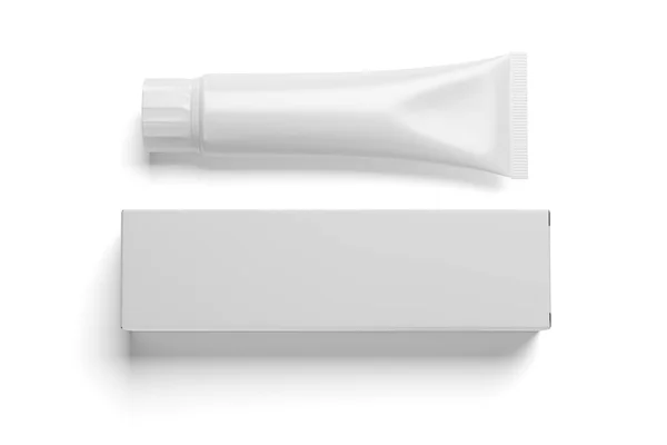 Tubo Cosmético Branco Branco Embalagem Isolada Sobre Fundo Branco Ilustração — Fotografia de Stock