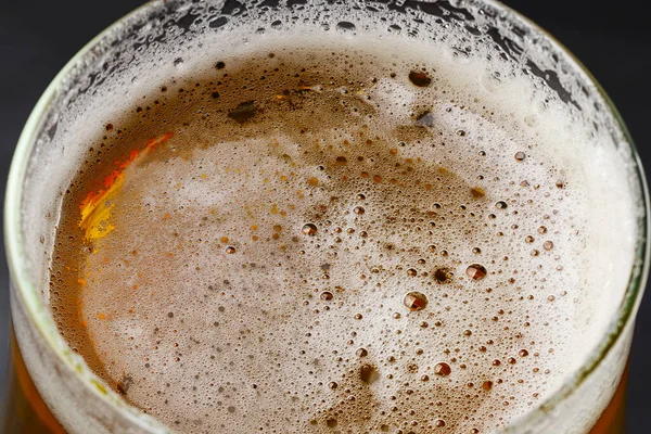 Mug Fresh Light Beer Foam Top View — Stock Photo, Image