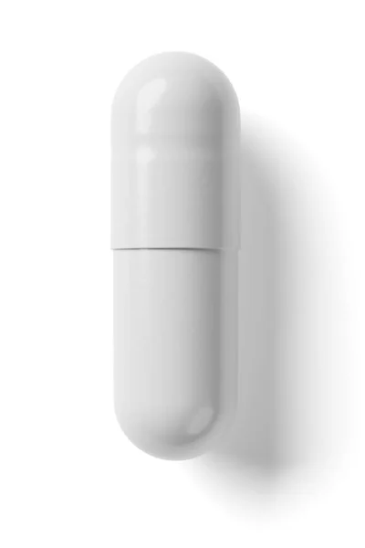 Weiße Zweiteilige Hartstärke Kapsel Isoliert Auf Weißem Hintergrund Darstellung — Stockfoto