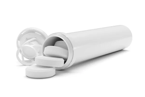 Tubo Blanco Con Tapa Para Vitaminas Efervescentes Mock Para Presentación — Foto de Stock