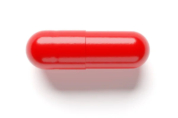 Rote Zweiteilige Hartstärke Kapsel Isoliert Auf Weißem Hintergrund Darstellung — Stockfoto