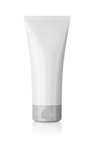 Tubo Cosmetico Bianco Vuoto Isolato Sfondo Bianco Illustrazione Rendering — Foto Stock