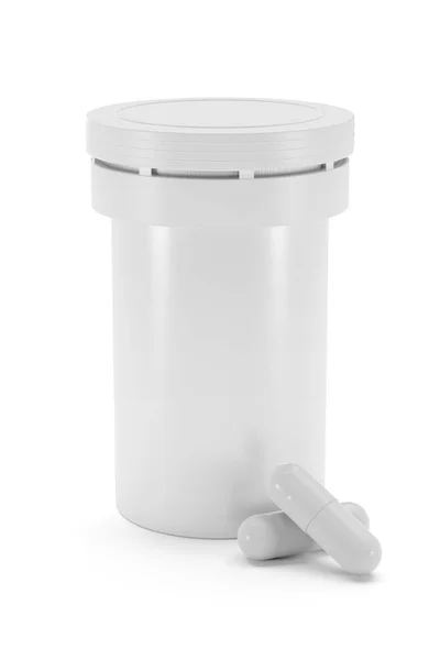 White Tube Lid Capsule Pills Vitamins Mock Design Presentation Rendering — Stock Photo, Image