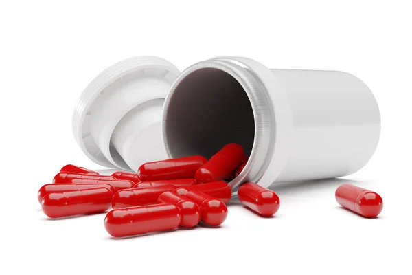 White Tube Lid Capsule Pills Vitamins Rendering Illustration — Stock Photo, Image