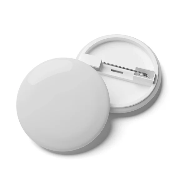 White Badge Pin Isolated White Background Mock Rendering Illustration — Stock Photo, Image