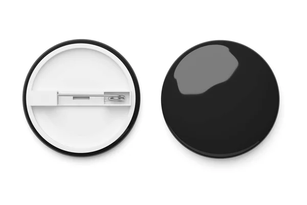 Black Badge Pin Isolated White Background Mock Rendering Illustration — Stock Photo, Image