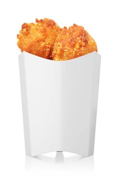 Beyaz bir kağıttaki tavuk budu beyaz arka planda izole edilmiş. Ön manzara. 3d resimleme.