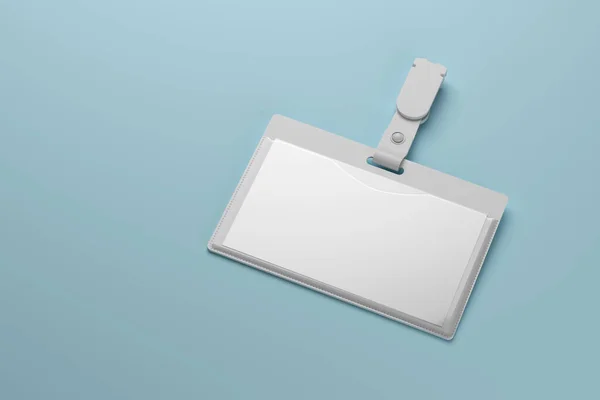 Blank Badge Holder Blue Background Rendering Illustration — Stock Photo, Image