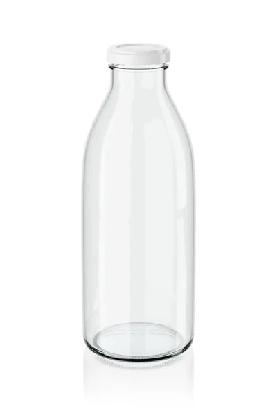 Tomma Glas Mjölkflaska Isolerad Vit Bakgrund Återgivning Illustration — Stockfoto