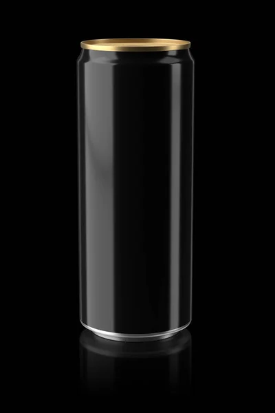 Black Aluminium Blik Van 330 Zwarte Achtergrond Mock Voor Design — Stockfoto