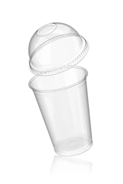 Transparent Plastic Cup Cocktail Rendering Illustration Isolated White Background — Zdjęcie stockowe