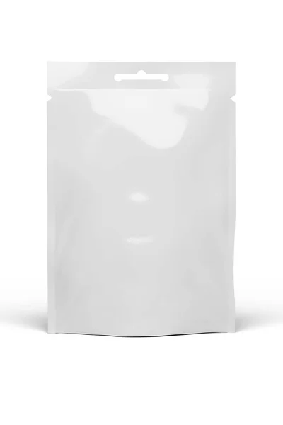 白い空白の食品ドーイパックは ポーチバッグ モックアップテンプレートを立っている 白地に隔離された3Dレンダリングイラスト — ストック写真