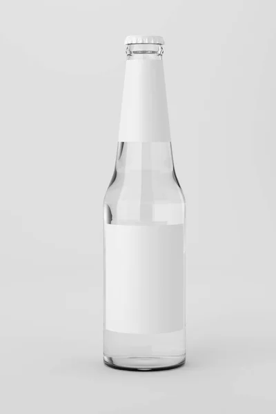 Bebida Vidrio Transparente Soda Agua Limpia Con Etiqueta Blanco Simular — Foto de Stock