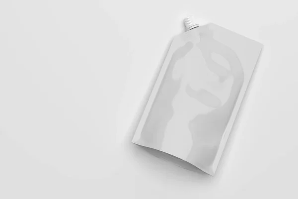 White Plastic Pouch Bag Corner Lid Mock Template Design Copy — Stock Photo, Image