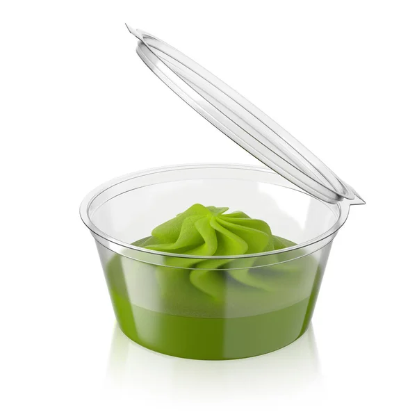 Open Wasabi Saus Fast Food Dip Container Geïsoleerd Wit Weergave — Stockfoto