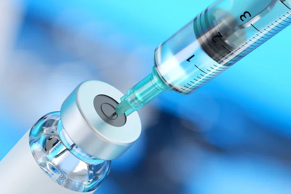 Jeringa Médica Desechable Para Inyección Vacuna Vial Vidrio Sobre Fondo — Foto de Stock