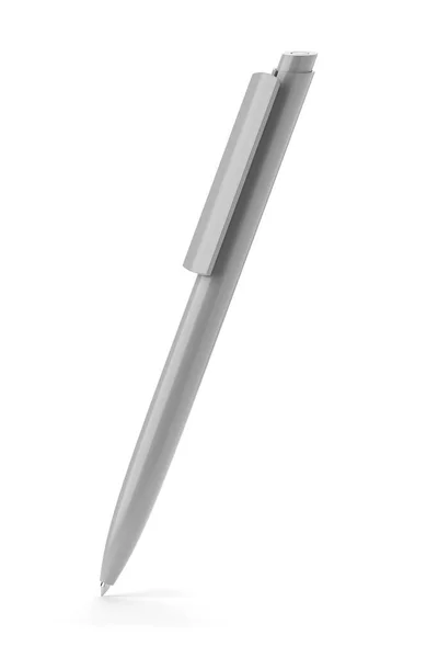 白い背景にグレーのボールペン モックアップブランドの文房具のテンプレート 3Dレンダリング図 — ストック写真